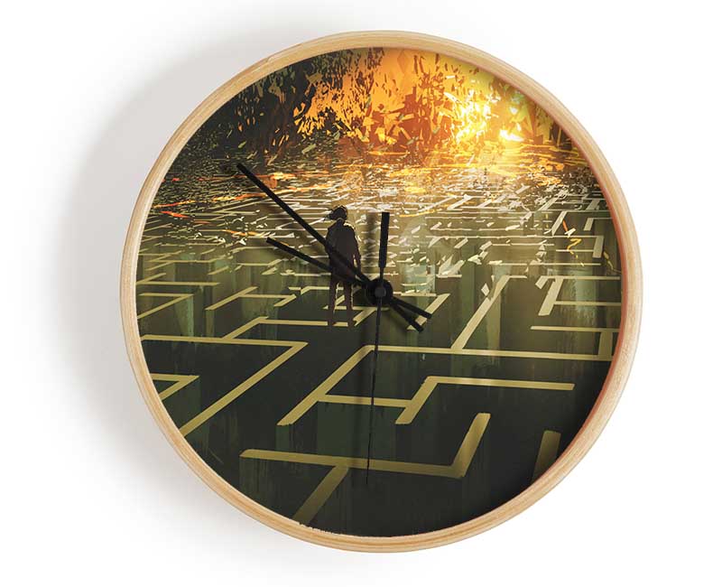 Standing On A Maze Clock - Wallart-Direct UK