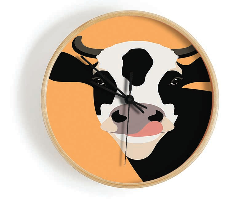 The Cow On Orange Clock - Wallart-Direct UK