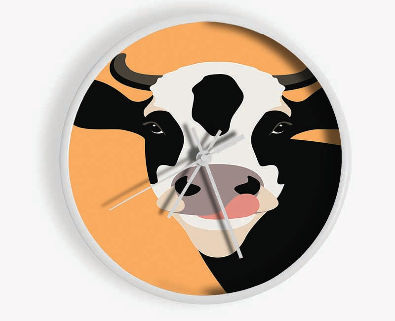 The Cow On Orange Clock - Wallart-Direct UK