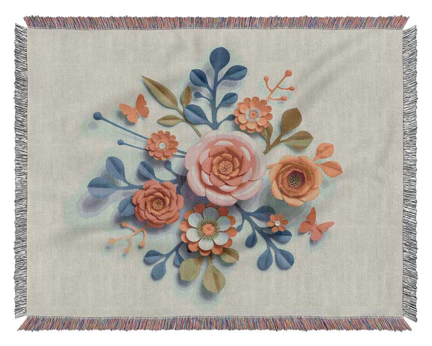 Three Dimensional Flowers Woven Blanket