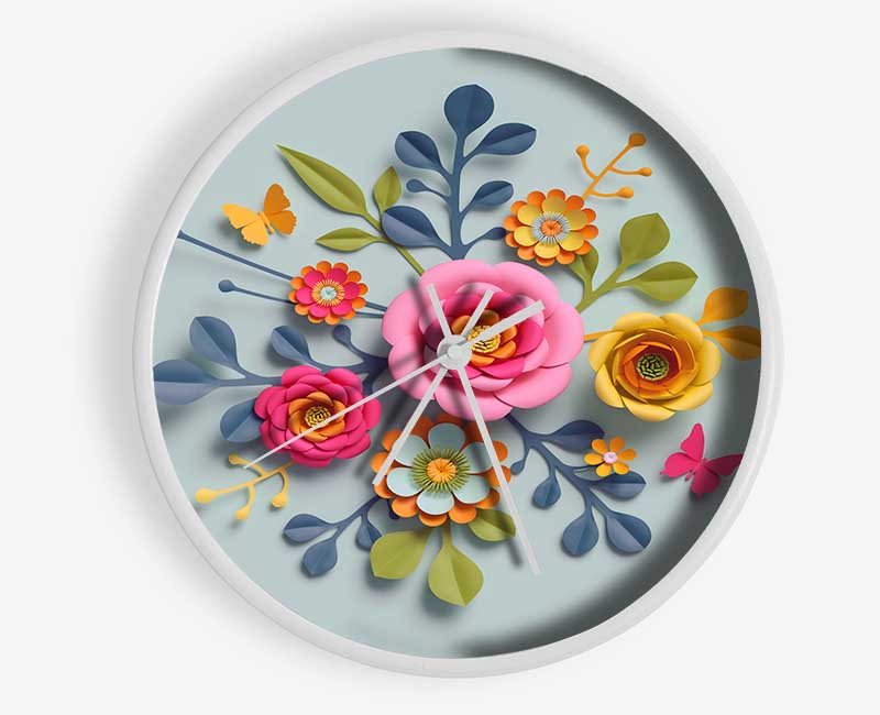 Three Dimensional Flowers Clock - Wallart-Direct UK