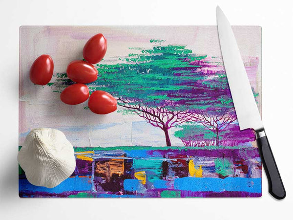 Stunning African Horizon Paint Glass Chopping Board