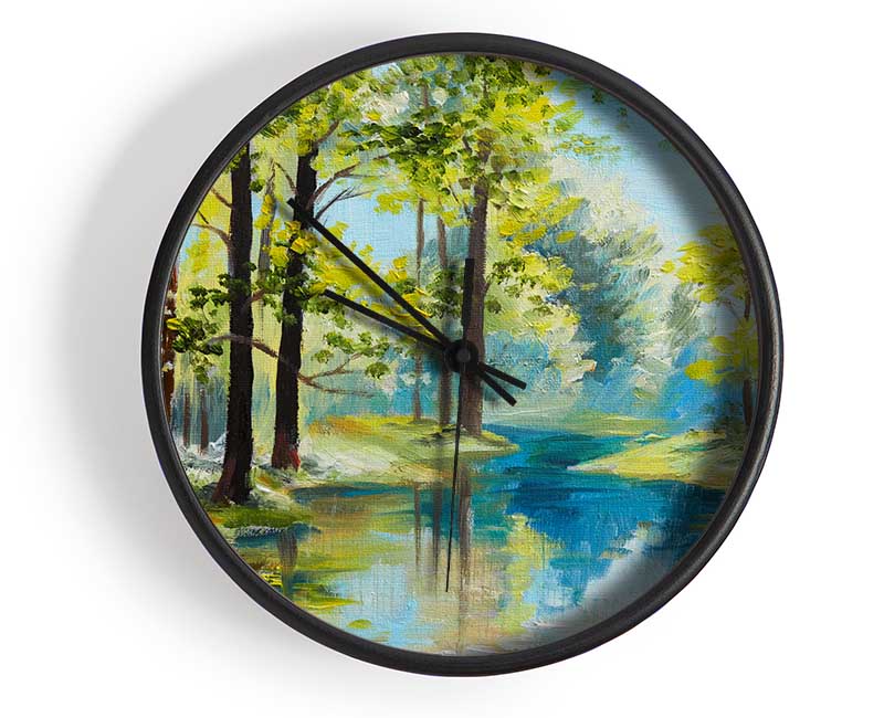 The Forest Painting Green Clock - Wallart-Direct UK