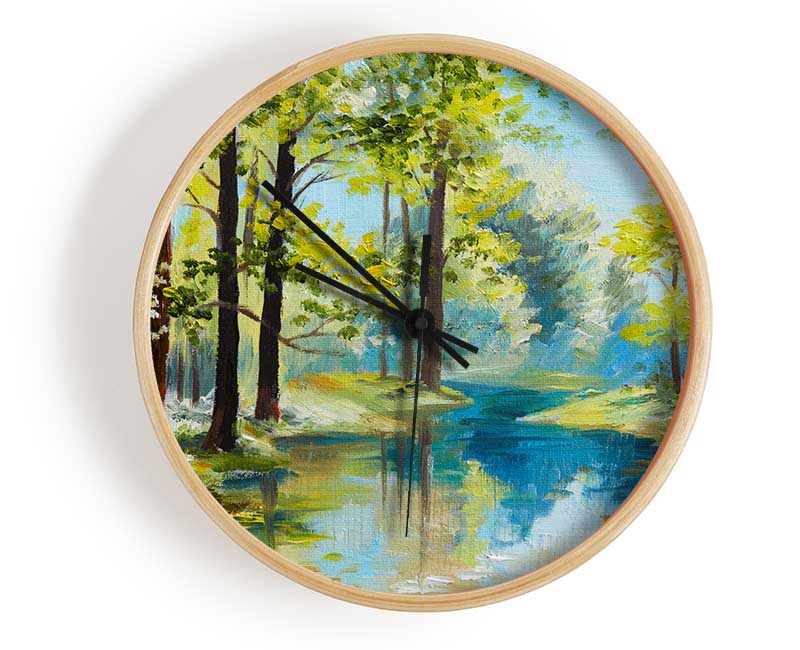 The Forest Painting Green Clock - Wallart-Direct UK