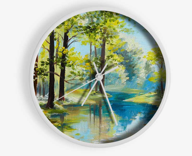 The Forest Painting Green Clock - Wallart-Direct UK