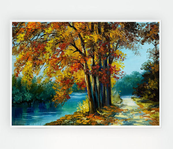 Autumn Tree Branches Painting Print Poster Wall Art