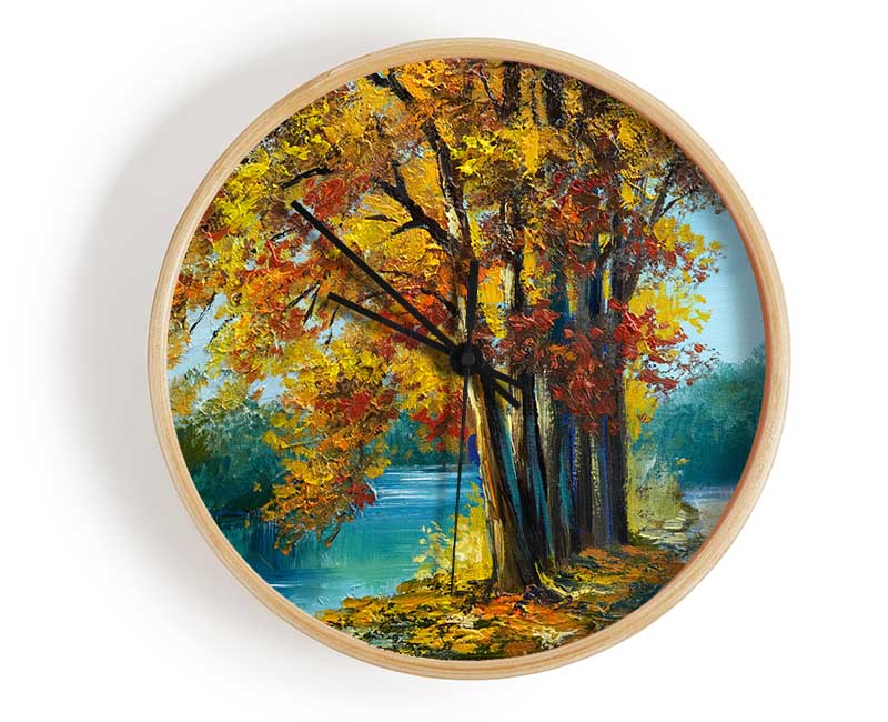 Autumn Tree Branches Painting Clock - Wallart-Direct UK