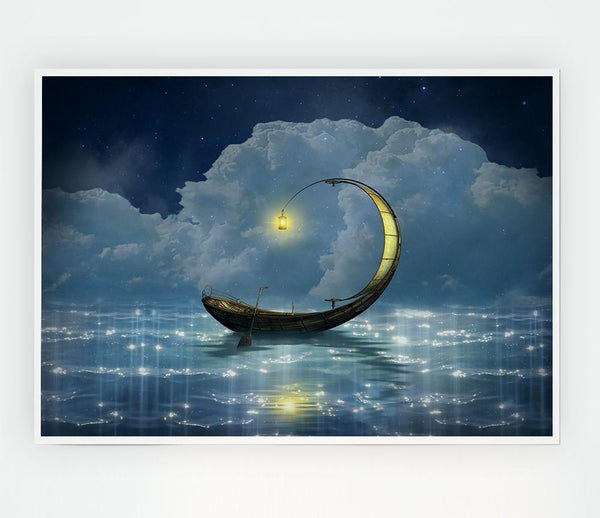 Curved Boat Print Poster Wall Art