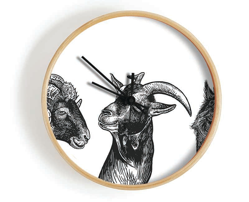 Goat Sheep Donkey Clock - Wallart-Direct UK