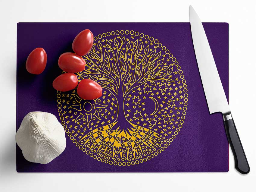 The Tree Of Life Emblem Glass Chopping Board