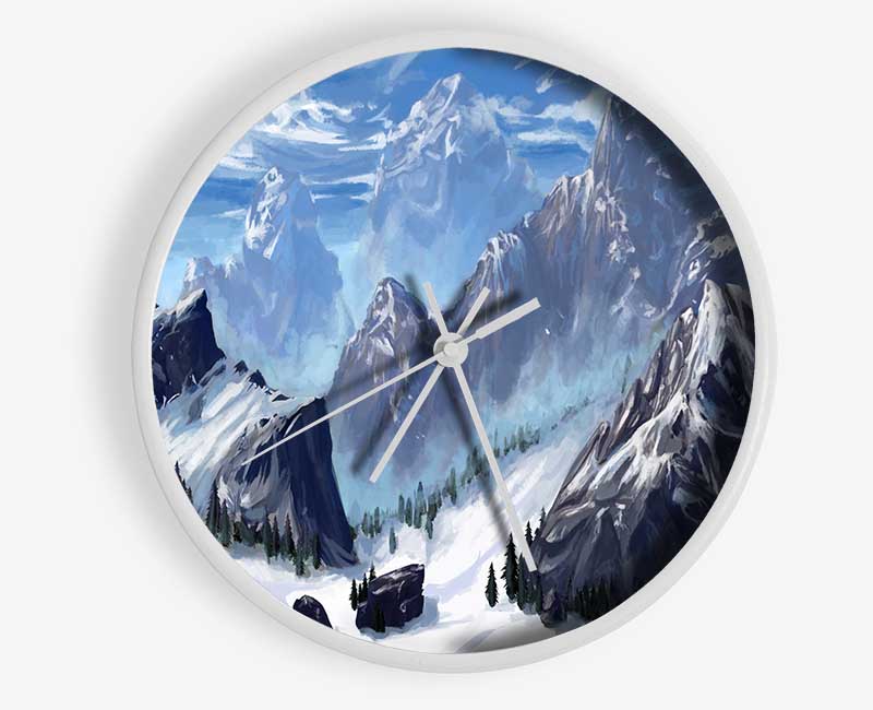 Sharp Mountain Snow Clock - Wallart-Direct UK