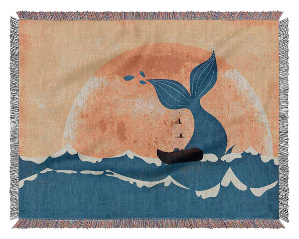 Sailing By The Whale Woven Blanket