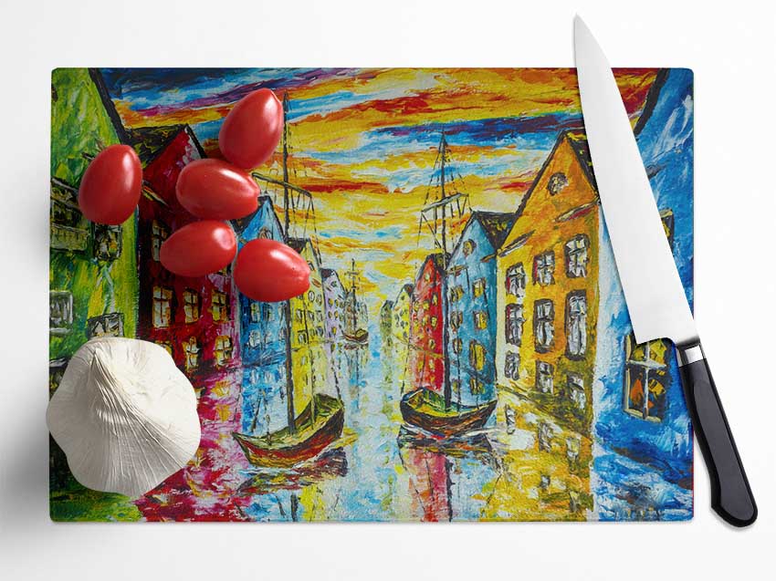 The Sea Village Painted Glass Chopping Board