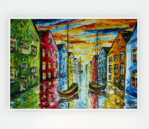 The Sea Village Painted Two Print Poster Wall Art