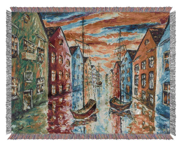 The Sea Village Painted Two Woven Blanket