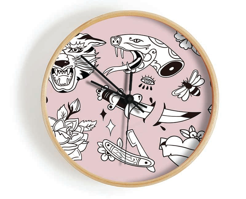 Tattoo Flash Design Dagger Clock - Wallart-Direct UK