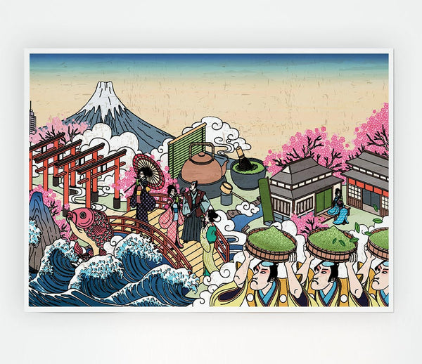 Japanese Collage Art Print Poster Wall Art