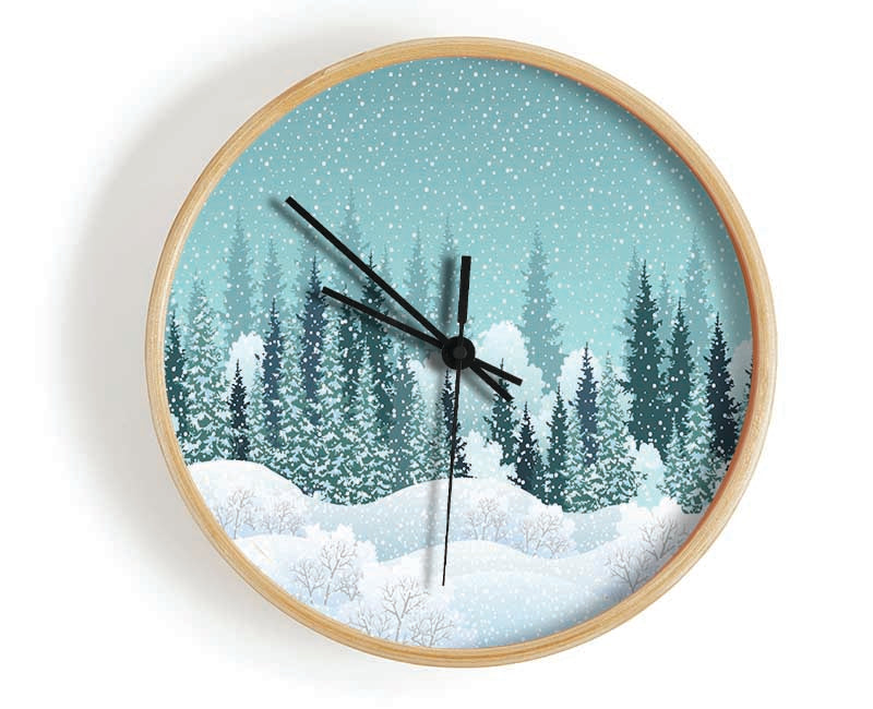 Snow In Amongst The Trees Clock - Wallart-Direct UK