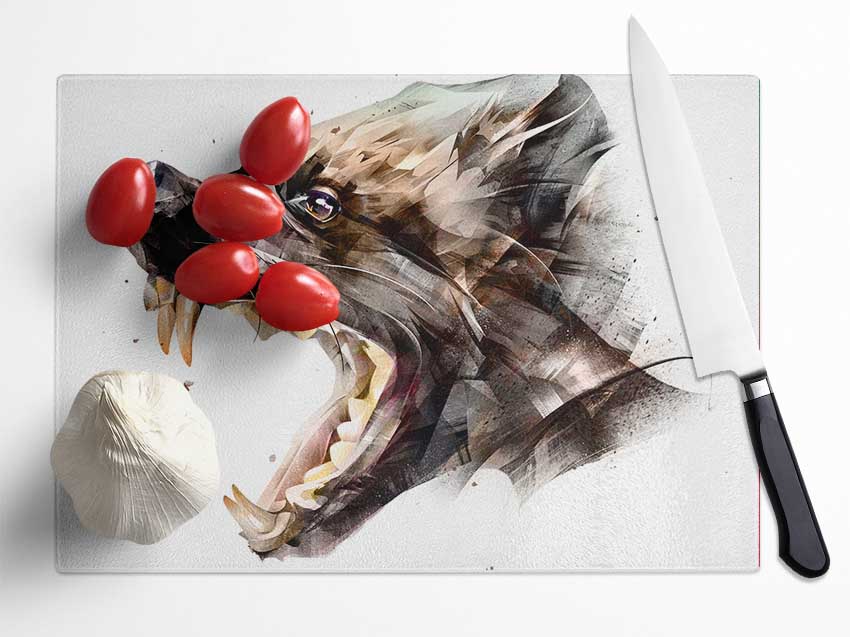 Hyena Head Glass Chopping Board