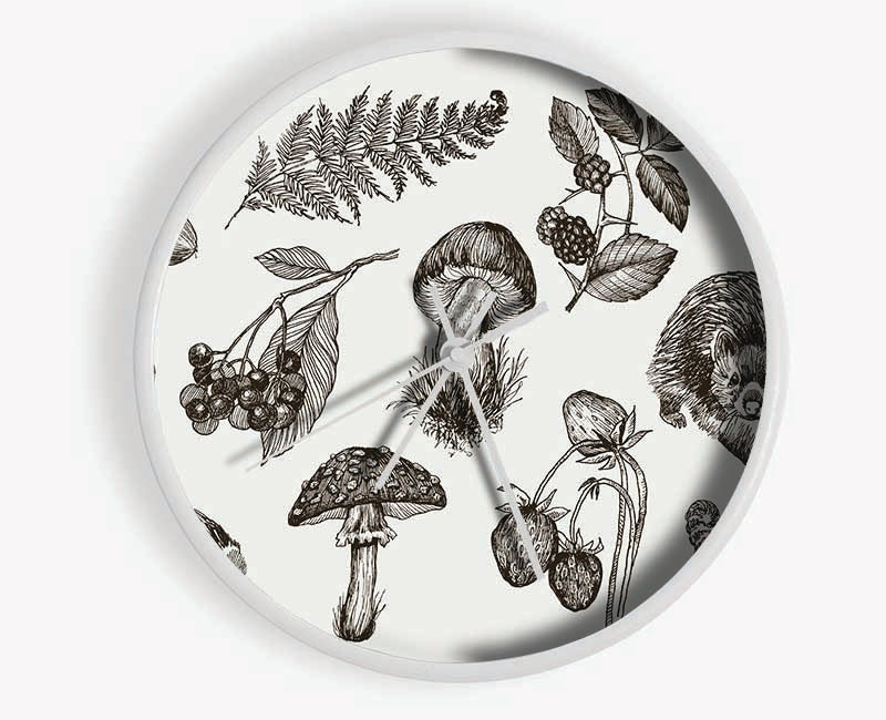 British Flowers And Wildlife Clock - Wallart-Direct UK