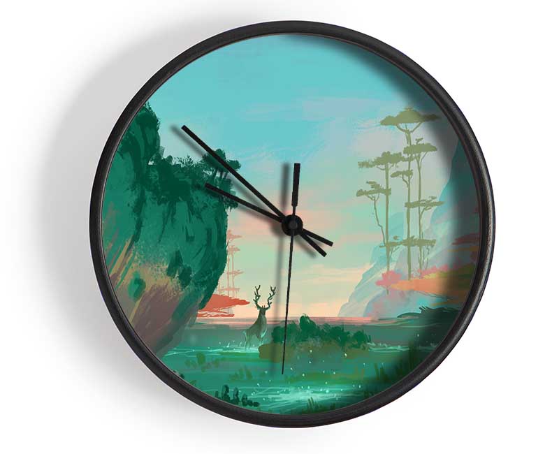 Curved Mountain Side Clock - Wallart-Direct UK