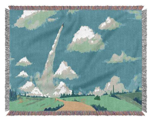 Jetting Off In The Sky Woven Blanket