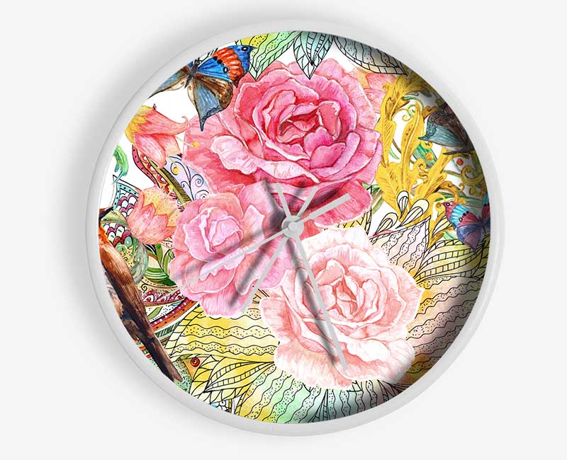 Beautiful Flowers India Clock - Wallart-Direct UK