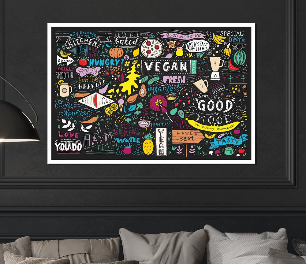 Vegan Good Mood Colour Print Poster Wall Art