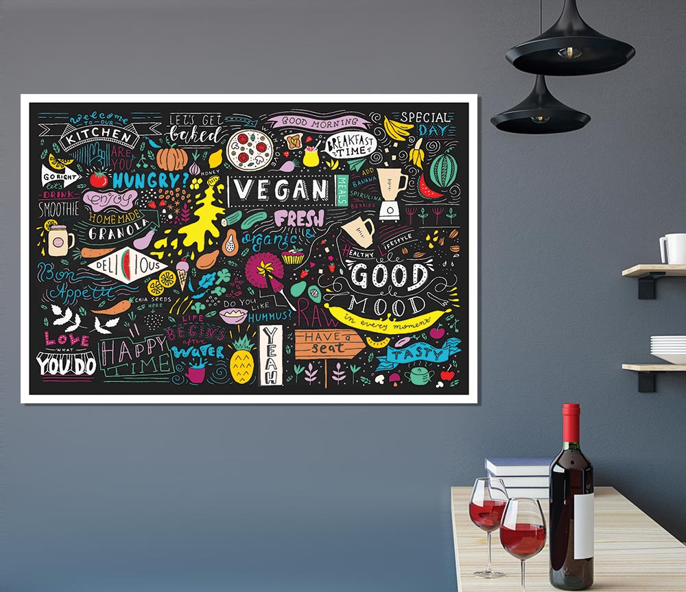 Vegan Good Mood Colour Print Poster Wall Art