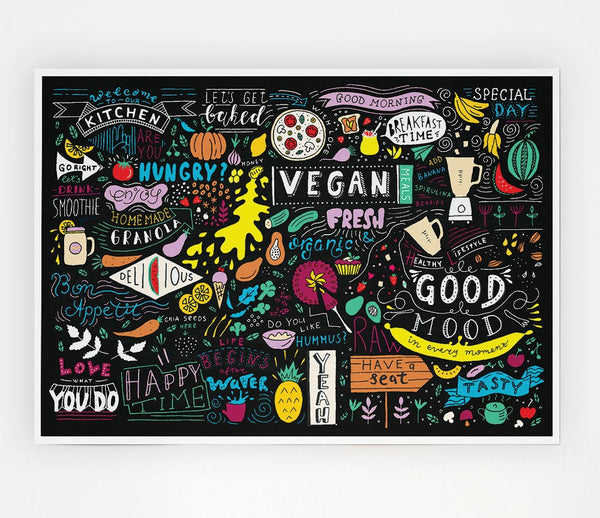 Vegan Good Mood Colour Print Poster Wall Art