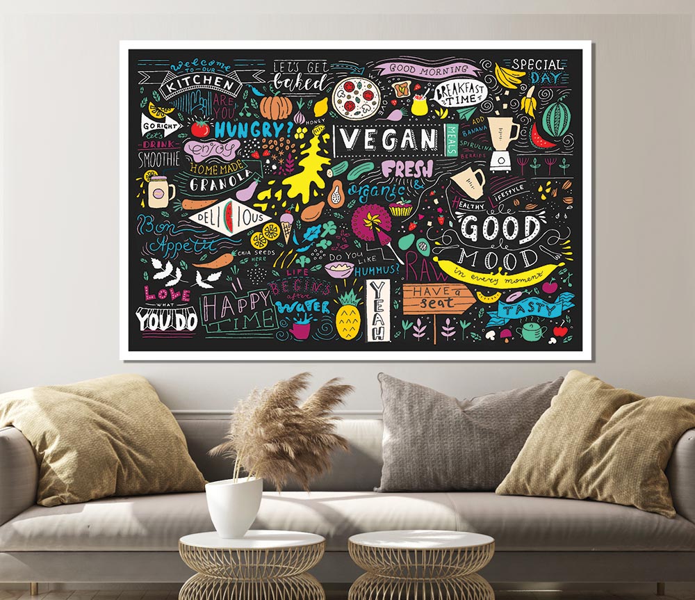 Vegan Good Mood Colour Print Poster Wall Art