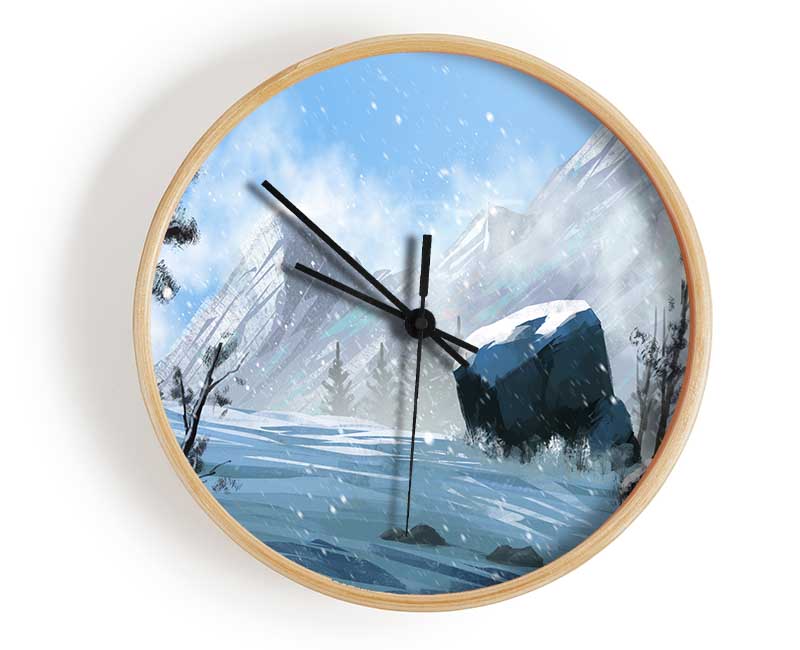 The Snowy Mountain Dust Clock - Wallart-Direct UK