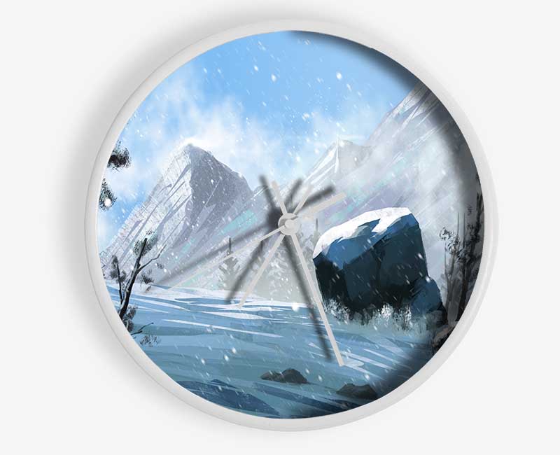 The Snowy Mountain Dust Clock - Wallart-Direct UK