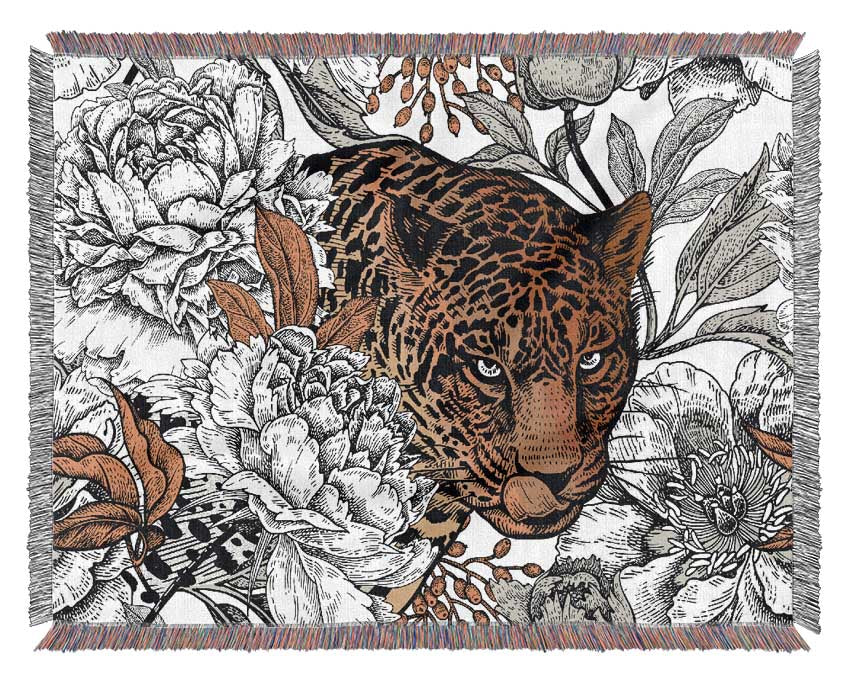 Stunning Leopard Flowers Woven Blanket