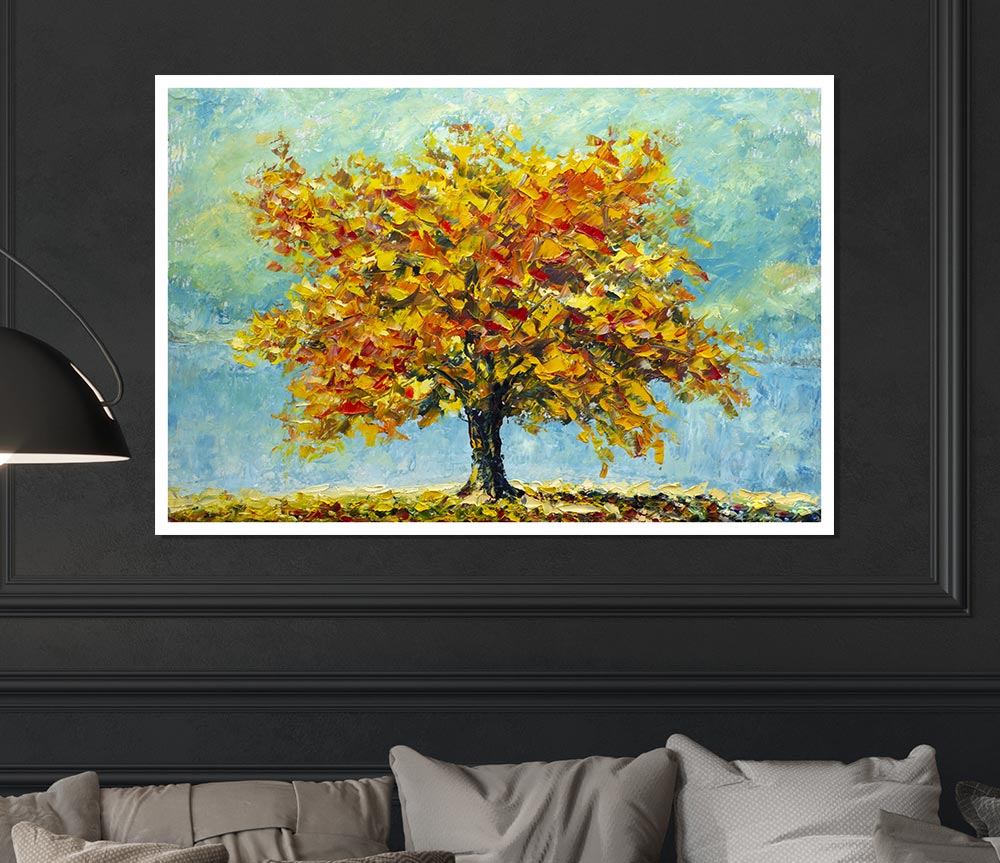 Tree Burns Orange Print Poster Wall Art