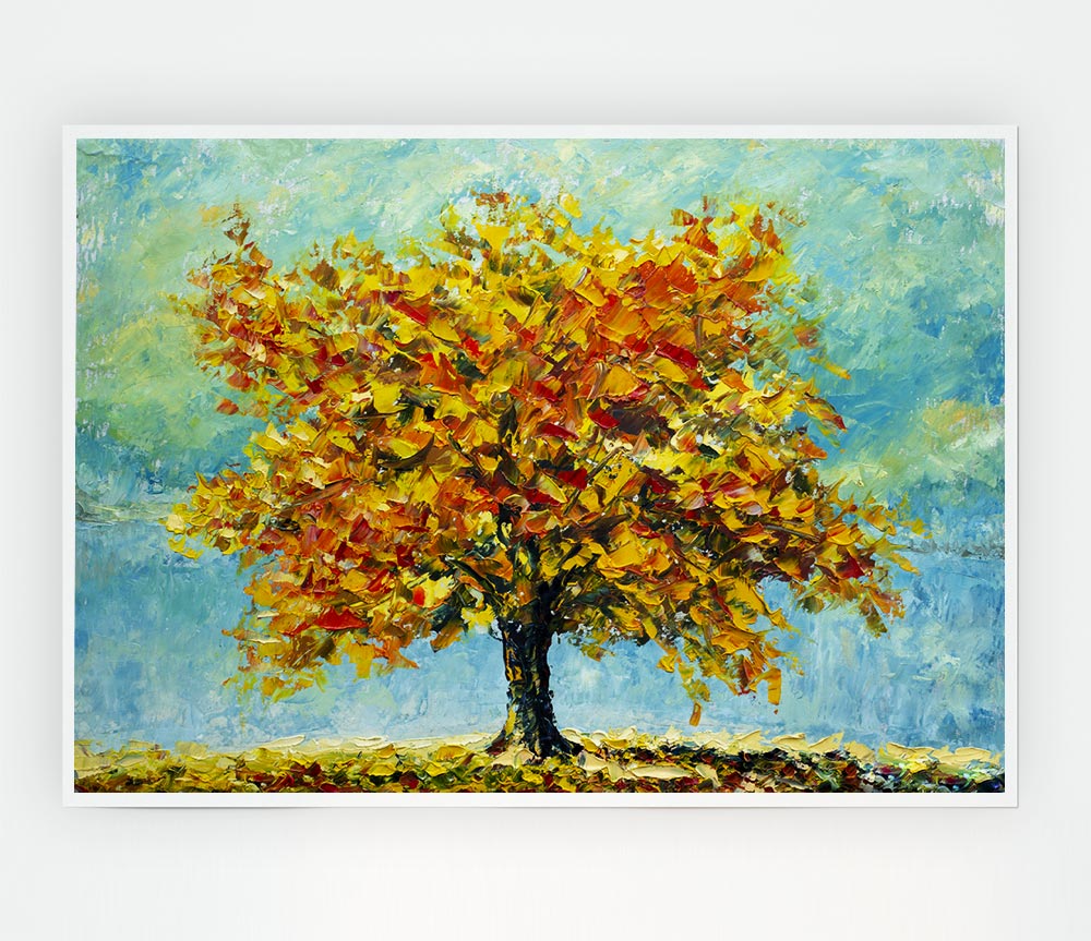 Tree Burns Orange Print Poster Wall Art