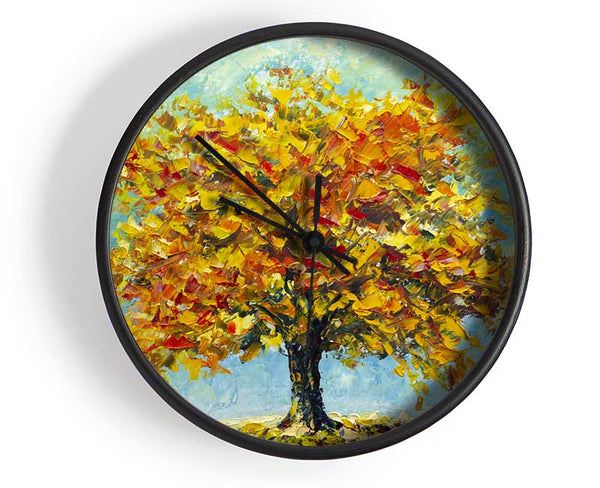 Tree Burns Orange Clock - Wallart-Direct UK