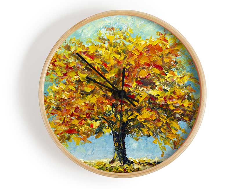 Tree Burns Orange Clock - Wallart-Direct UK