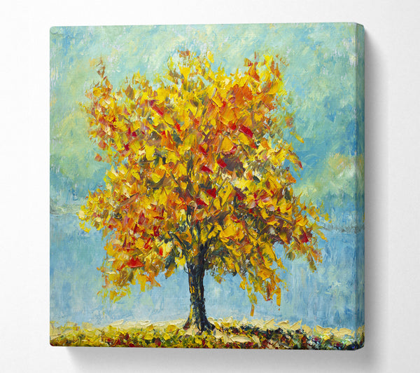 A Square Canvas Print Showing Tree Burns Orange Square Wall Art