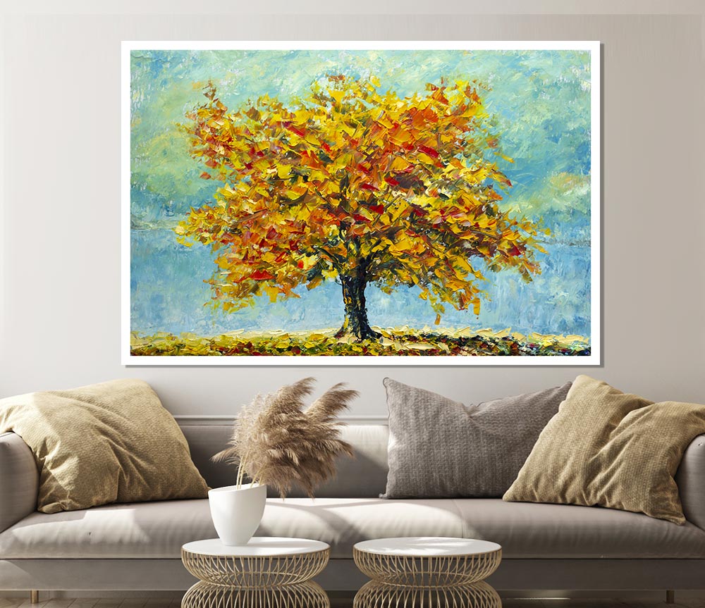 Tree Burns Orange Print Poster Wall Art