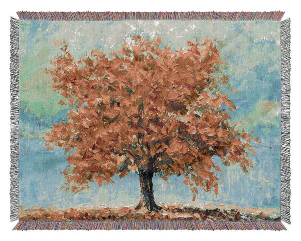 Tree Burns Orange Woven Blanket