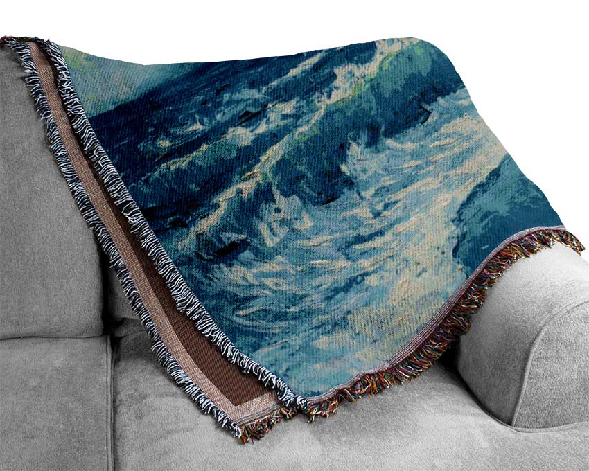 Ocean Spreading On The Sand Woven Blanket