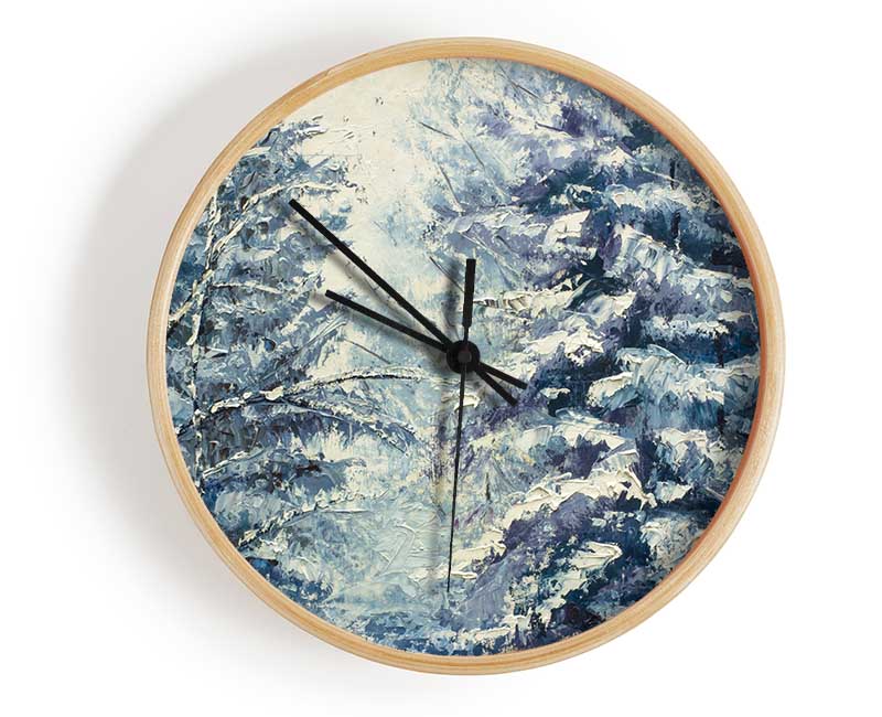 Snow On The Trees Winter Land Clock - Wallart-Direct UK