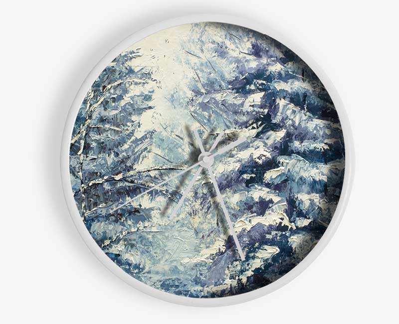 Snow On The Trees Winter Land Clock - Wallart-Direct UK