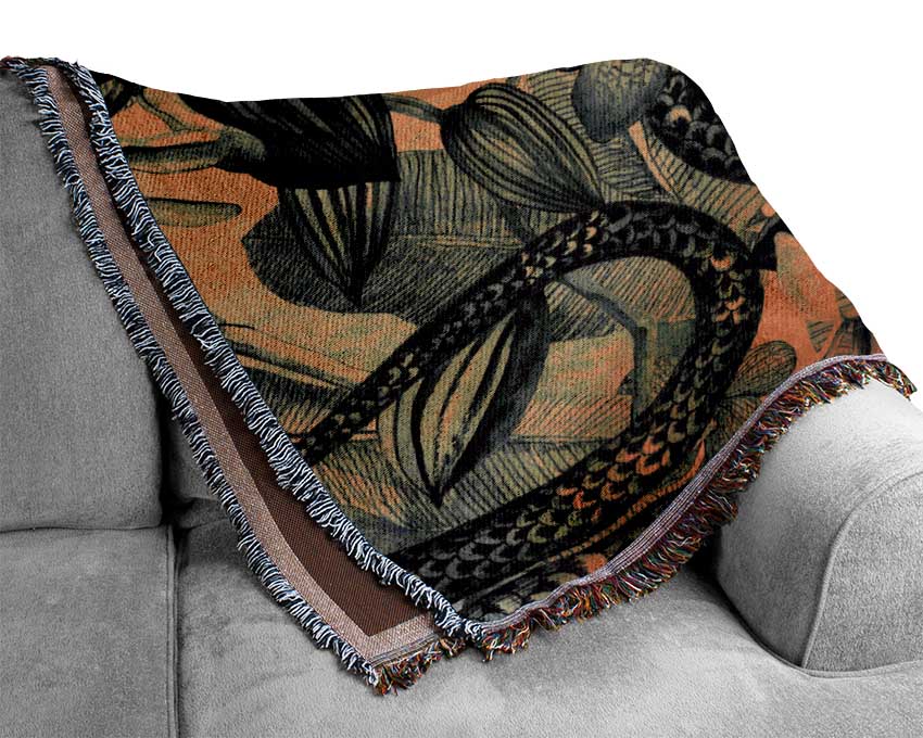 The Snakes And Flowers Woven Blanket