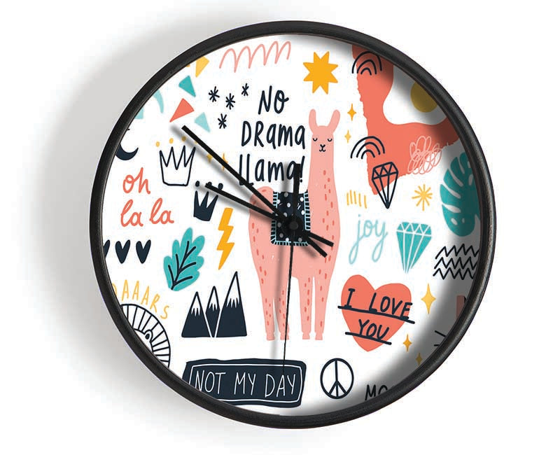 No Drama Llama Clock - Wallart-Direct UK