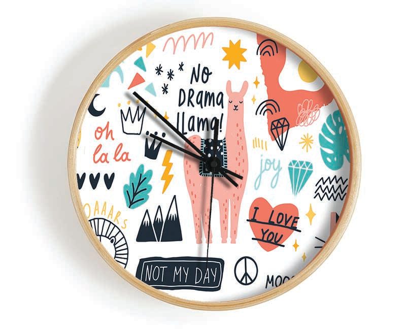 No Drama Llama Clock - Wallart-Direct UK