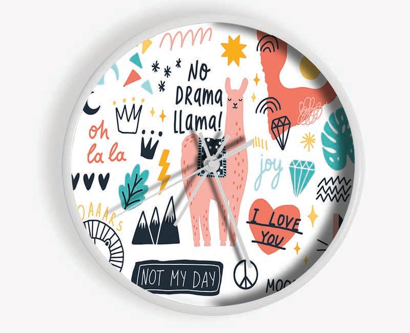 No Drama Llama Clock - Wallart-Direct UK