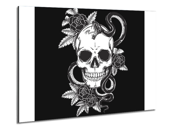 Skull Snake And Flowers