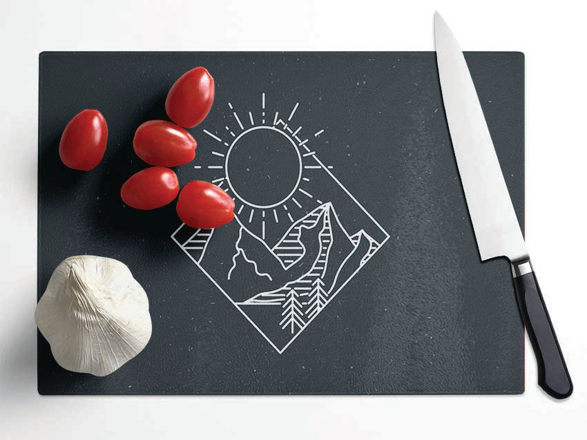 The Mountain Sun Camper Glass Chopping Board